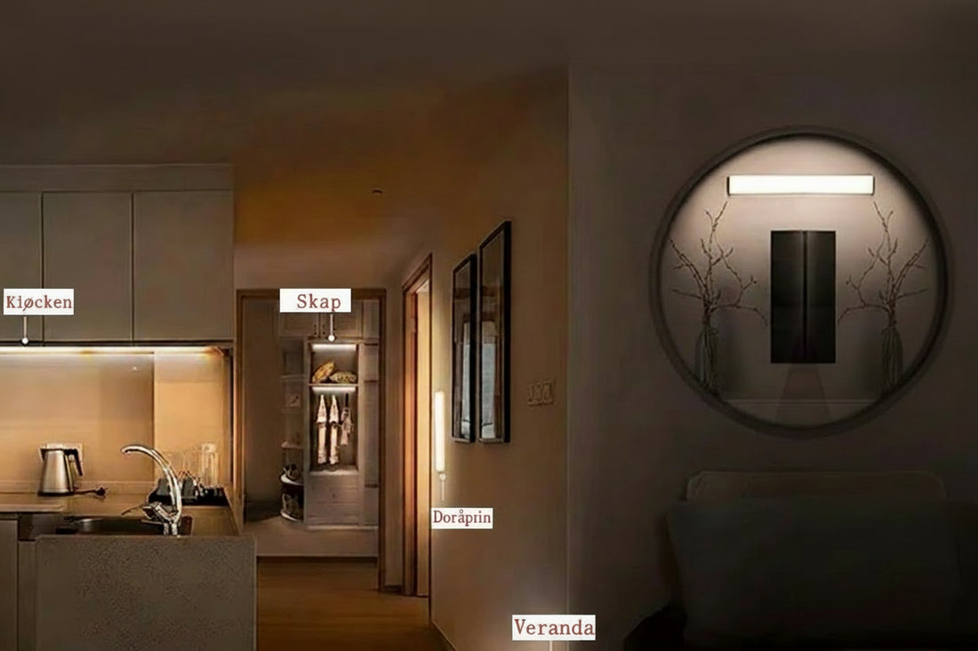 Trådløst LED-nattlys, Type-C oppladbart lys for skap, garderobe, trapp, bakgrunnsbelysning og kjøkken