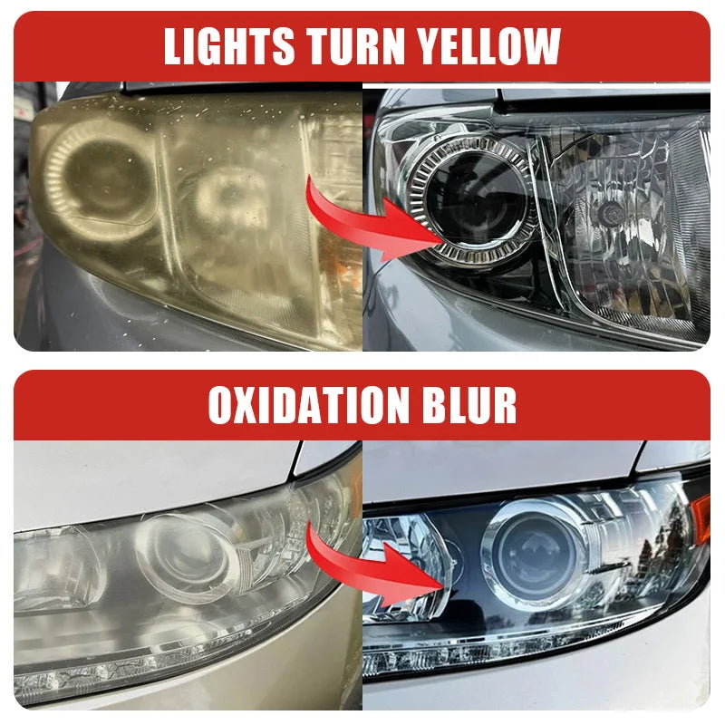 Sett for restaurering av billykter – Poleringssett for frontlykter, fjerner riper, reparasjon og rengjøringspasta, fjerner oksidasjon, poleringsvæske for lykter