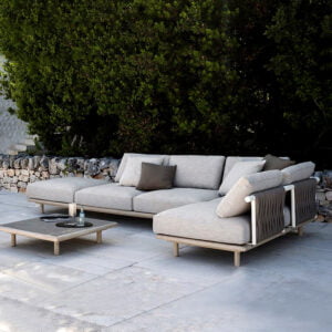 High end outdoor sofa rattan woven solid wood L-shaped sofa Villa Garden Patio combined furniture