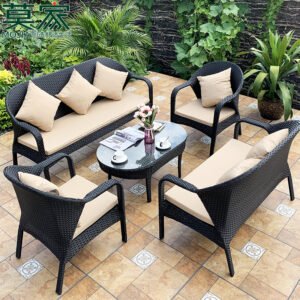 Outdoor sofa villa courtyard leisure furniture rattan table and chair set combination sofa